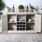Credenza in legno rustico bianco da 57 pollici | Armadietto da pranzo a 5 ripiani