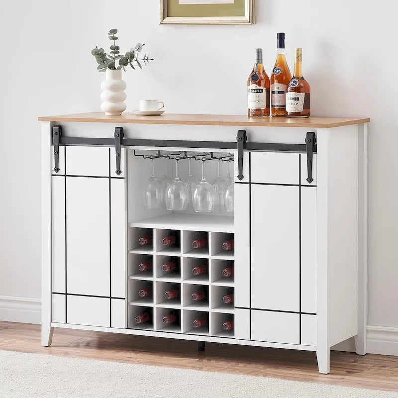 Credenza da buffet per mobile bar da vino Farmhouse 47 con portabottiglie da 16 bottiglie - 15,7P x 47,2L x 34,61A