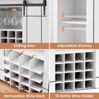 Credenza da buffet per mobile bar da vino Farmhouse 47 con portabottiglie da 16 bottiglie - 15,7P x 47,2L x 34,61A
