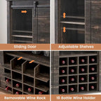 Credenza da buffet per mobile bar da vino Farmhouse 47 con portabottiglie da 16 bottiglie - 15,7P x 47,2L x 34,61A