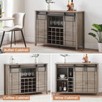 Credenza da buffet per mobile bar da vino Farmhouse 47 con portabottiglie da 16 bottiglie - 15,7P x 47,2L x 34,61A