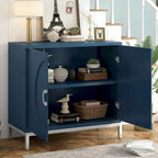 Credenza Armadietto con impiallacciatura in legno massello e struttura in metallo per soggiorno, ingresso