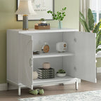 Credenza Armadietto con impiallacciatura in legno massello e struttura in metallo per soggiorno, ingresso