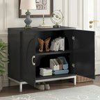 Credenza Armadietto con impiallacciatura in legno massello e struttura in metallo per soggiorno, ingresso