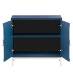 Credenza Armadietto con impiallacciatura in legno massello e struttura in metallo per soggiorno, ingresso