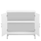 Credenza Armadietto con impiallacciatura in legno massello e struttura in metallo per soggiorno, ingresso