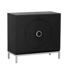 Credenza Armadietto con impiallacciatura in legno massello e struttura in metallo per soggiorno, ingresso
