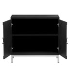 Credenza Armadietto con impiallacciatura in legno massello e struttura in metallo per soggiorno, ingresso
