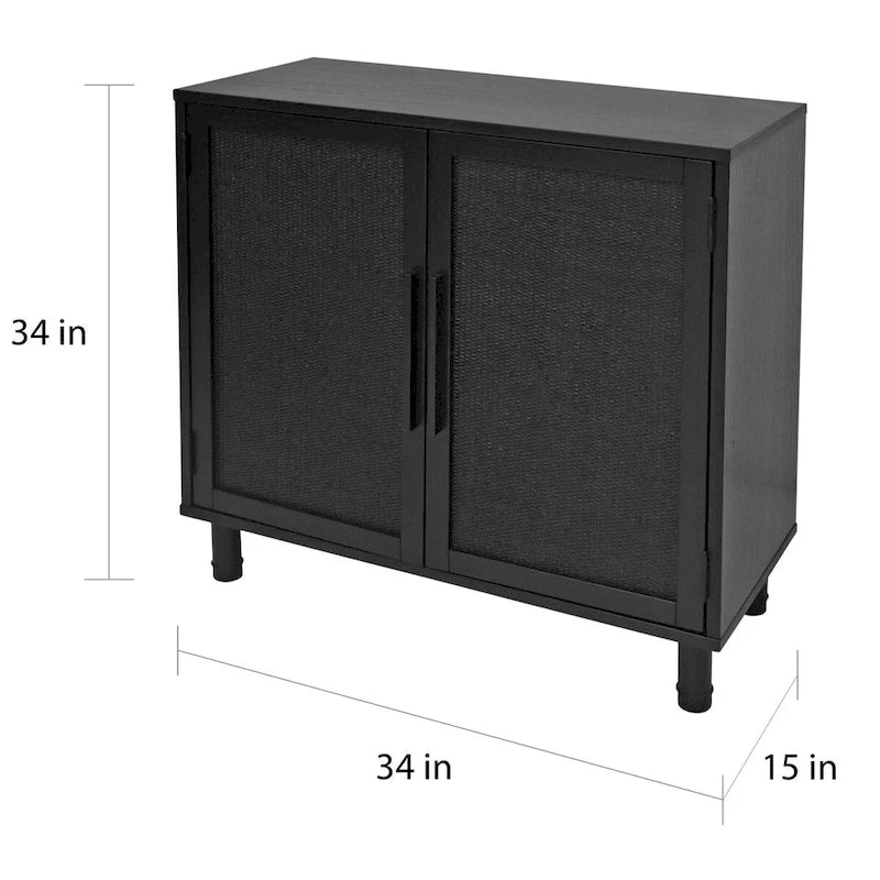 Mobile contenitore a 2 ante Delancey Black | Credenza moderna | Soggiorno