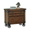 Classificatore laterale in legno rustico | Mobiletto per ufficio con 2 cassetti | Stile rustico