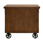 Classificatore laterale in legno rustico | Mobiletto per ufficio con 2 cassetti | Stile rustico