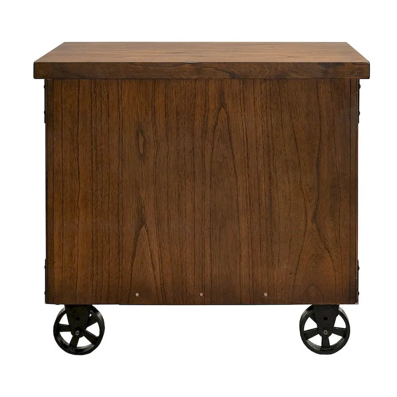 Classificatore laterale in legno rustico | Mobiletto per ufficio con 2 cassetti | Stile rustico