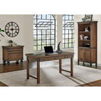 Classificatore laterale in legno rustico | Mobiletto per ufficio con 2 cassetti | Stile rustico