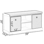 Panca Scarpiera in MDF con 2 Ripiani, Cesti Pieghevoli e Cuscino Grigio, Bianco