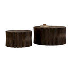 Set di Tavolini da Caffè con Design Goffrato a Rilievo Verticale per Soggiorno (Set da 2)